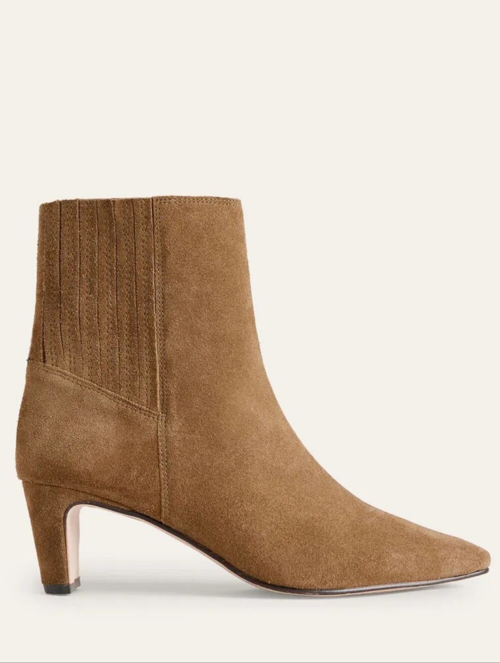 Boden Brown Suede Leather Pointed Toe Back Panel Heeled Ankle Boots Size 39
